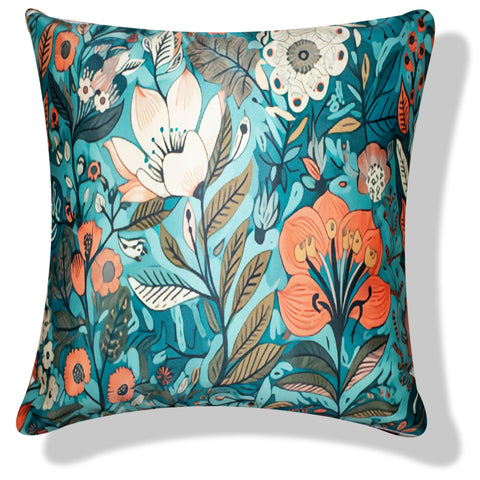 Vendola Decorative Satin 250TC Sofa Cushion Pillow Covers, Multicolor, Set of 5 Floral Cushion Covers(Foliso)