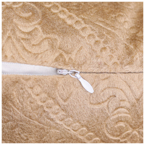 VENDOLA Premium Embossed Velvet Cushion Covers – Soft Decorative Throw Pillow Covers for Sofa, Bed & Living Room (Beige)