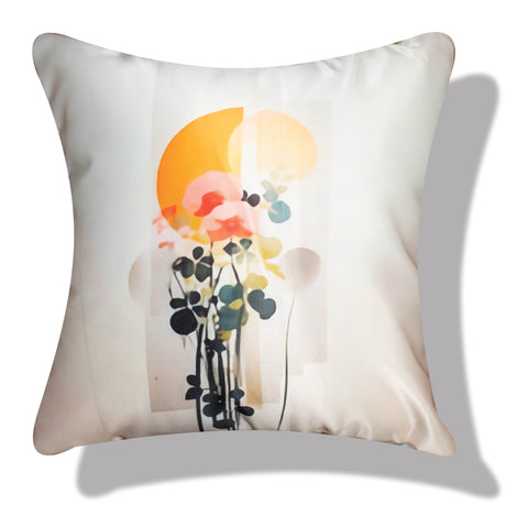 Vendola Set of 5 Modern Abstract Printed Satin Cushion Covers with Plain Microfiber Back & Zipper Closure – Vibrant Decorative Throw Pillow Covers for Sofa & Living Room