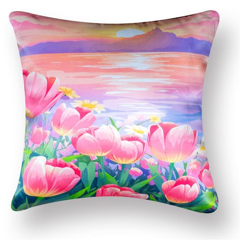 Vendola Decorative Satin 250TC Sofa Cushion Pillow Covers, Multicolor, Set of 5 Ethnic Cushion Covers