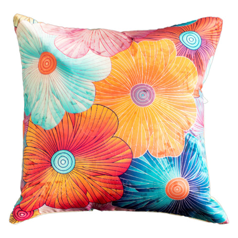 Vendola Decorative Satin 250TC Sofa Cushion Pillow Covers, Multicolor, Set of 5 Floral Cushion Covers(Florence)