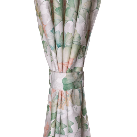 Vendola Floral Printed Matty Cotton Curtains for Windows & Doors | Stainless Steel Eyelets | Soft & Durable Fabric | Room Darkening & Privacy | Ginkgo Leaf Design | Living Room, Bedroom, Kids Room Decor