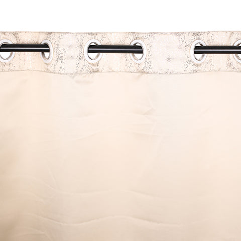 Vendola Premium Blackout Curtains with Shimmering Foil Print | Stainless Steel Eyelets | Matching Tie-Back Included | Elegant Beige | Light Blocking & Privacy Curtains for Living Room & Bedroom