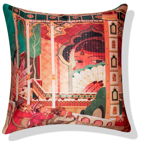 Vendola Decorative Satin 250TC Sofa Cushion Pillow Covers, Multicolor, Set of 5 Ethnic Cushion Covers