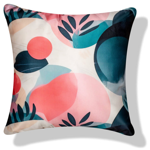 Vendola Decorative Satin 250TC Sofa Cushion Pillow Covers, Multicolor, Set of 5 Floral Cushion Covers(Foliage)