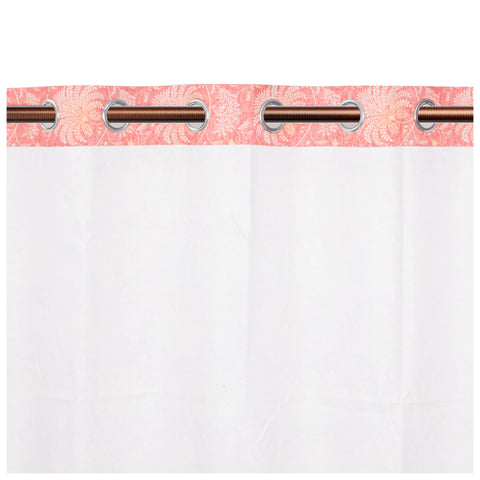 Vendola Floral Printed Matty Cotton Curtains for Windows & Doors | Stainless Steel Eyelets | Soft & Durable Fabric | Room Darkening & Privacy | Ginkgo Leaf Design | Living Room, Bedroom, Kids Room Decor Pink Vines