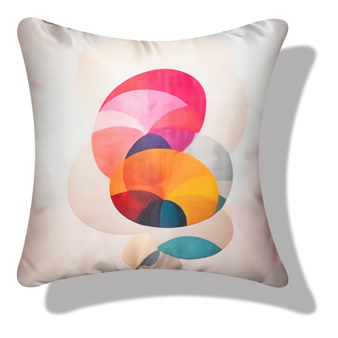 Vendola Set of 5 Modern Abstract Printed Satin Cushion Covers with Plain Microfiber Back & Zipper Closure – Vibrant Decorative Throw Pillow Covers for Sofa & Living Room