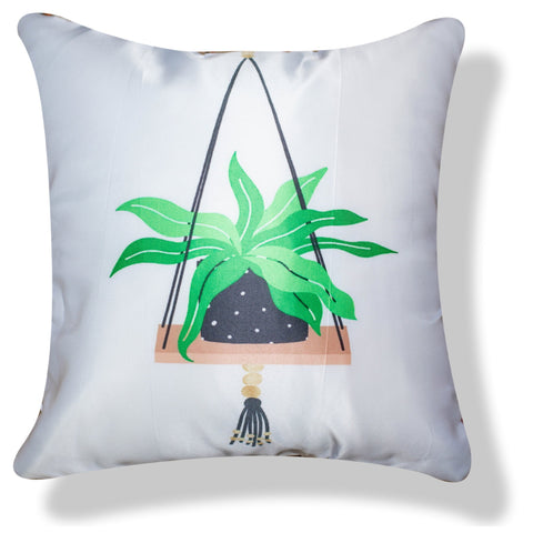 Vendola Decorative Satin 250TC Sofa Cushion Pillow Covers, Multicolor, Set of 5 Floral Cushion Covers(Wall Pot)