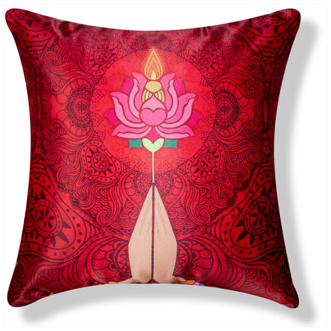 Vendola Decorative Satin 250TC Sofa Cushion Pillow Covers, Multicolor, Set of 5 Ethnic Cushion Covers