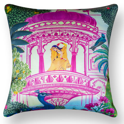 Vendola Decorative Satin 250TC Sofa Cushion Pillow Covers, Multicolor, Set of 5 Ethnic Cushion Covers