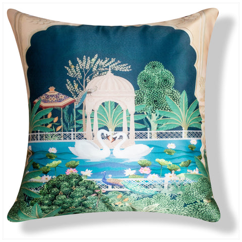 Vendola Decorative Satin 250TC Sofa Cushion Pillow Covers, Multicolor, Set of 5 Ethnic Cushion Covers