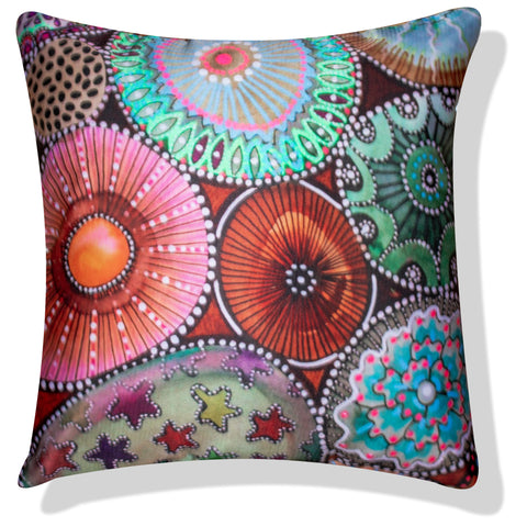 Vendola Decorative Satin 250TC Sofa Cushion Pillow Covers, Multicolor, Set of 5 Ethnic Cushion Covers