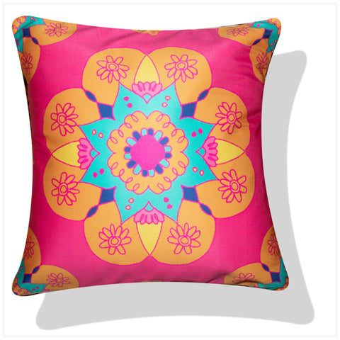 Vendola Decorative Satin 250TC Sofa Cushion Pillow Covers, Multicolor, Set of 5 Ethnic Cushion Covers