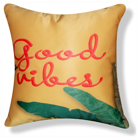Vendola Satin 250TC Decorative Cushion Pillow Covers, Multicolor, Set of 5 Cushion Covers(Good Vibes)