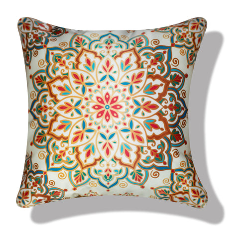 Vendola Decorative Satin 250TC Sofa Cushion Pillow Covers, Multicolor, Set of 5 Ethnic Cushion Covers