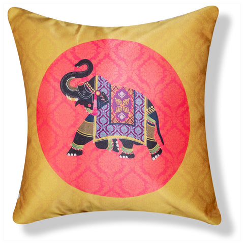 Vendola Decorative Satin 250TC Sofa Cushion Pillow Covers, Multicolor, Set of 5 Ethnic Cushion Covers