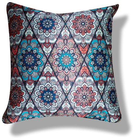 Vendola Decorative Satin 250TC Sofa Cushion Pillow Covers, Multicolor, Set of 5 Ethnic Cushion Covers