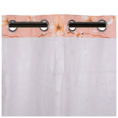 Vendola Floral Printed Matty Cotton Curtains for Windows & Doors | Stainless Steel Eyelets | Soft & Durable Fabric | Room Darkening & Privacy | Ginkgo Leaf Design | Living Room, Bedroom, Kids Room Decor Peach Twig