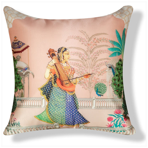 Vendola Decorative Satin 250TC Sofa Cushion Pillow Covers, Multicolor, Set of 5 Ethnic Cushion Covers