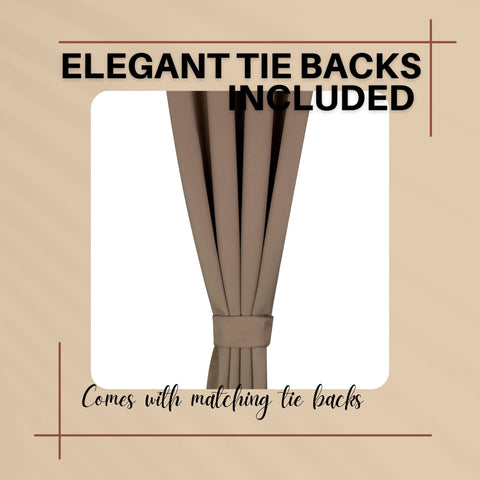 Premium Blackout Eyelet Curtains for Windows & Doors – 5 TO 9 Feet – Brown – Grommet Top, Matching Tie Back, Noise Reducing, Thermal Insulated – (Set of 1 & 2 Panels)