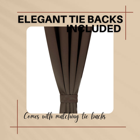 Premium Blackout Eyelet Curtains for Windows & Doors – 5 TO 9 Feet – Dark Brown – Grommet Top, Matching Tie Back, Noise Reducing, Thermal Insulated – (Set of 1 & 2 Panels)