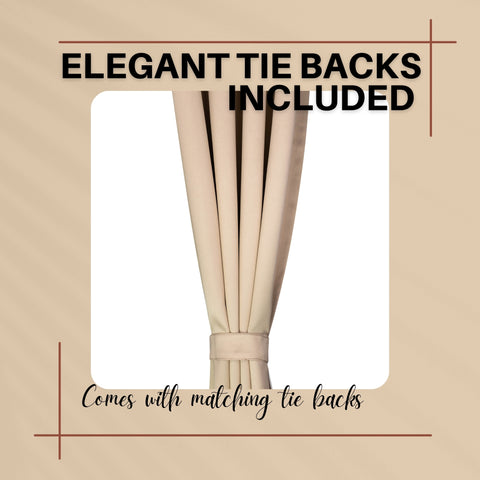 Premium Blackout Eyelet Curtains for Windows & Doors – 5 TO 9 Feet – Beige – Grommet Top, Matching Tie Back, Noise Reducing, Thermal Insulated – (Set of 1 & 2 Panels)