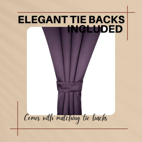 Premium Blackout Eyelet Curtains for Windows & Doors – 5 TO 9 Feet – Plum – Grommet Top, Matching Tie Back, Noise Reducing, Thermal Insulated – (Set of 1 & 2 Panels)