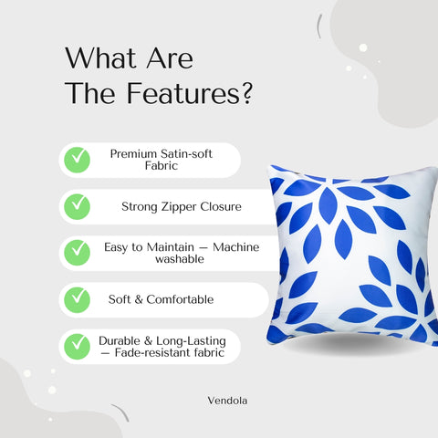 Vendola Decorative Satin 250TC Sofa Cushion Pillow Covers, Multicolor, Set of 5 Ethnic Cushion Covers