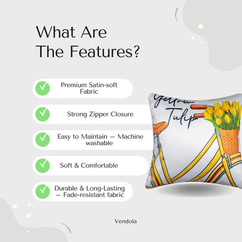 Vendola Decorative Satin 250TC Sofa Cushion Pillow Covers, Multicolor, Set of 5 Ethnic Cushion Covers