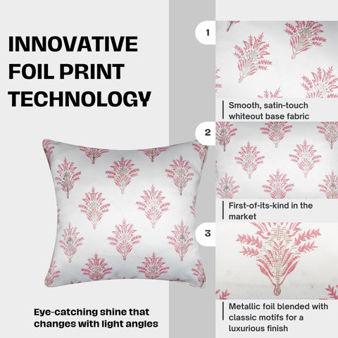 Vendola Satin Whiteout Cushion Covers with Foil & Printed Design