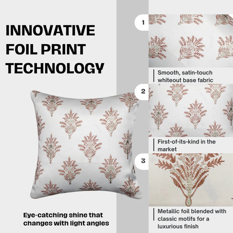 Vendola Satin Whiteout Cushion Covers with Foil & Printed Design