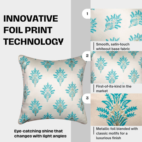 Vendola Satin Whiteout Cushion Covers with Foil & Printed Design