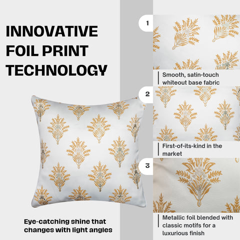 Vendola Satin Whiteout Cushion Covers with Foil & Printed Design