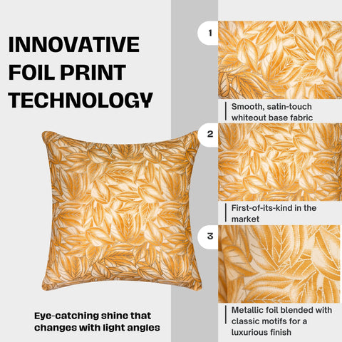 Vendola Satin Whiteout Cushion Covers with Foil & Printed Design