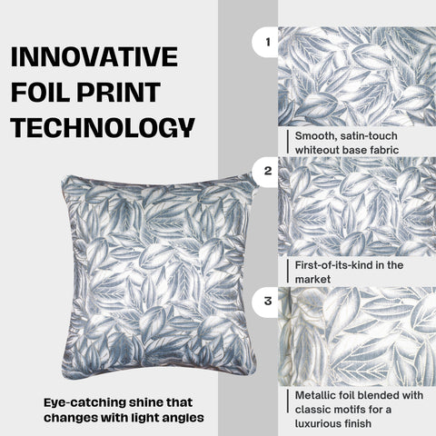 Vendola Satin Whiteout Cushion Covers with Foil & Printed Design