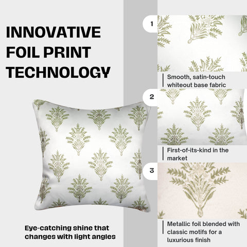 Vendola Satin Whiteout Cushion Covers with Foil & Printed Design