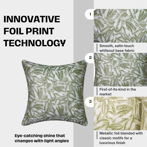 Vendola Satin Whiteout Cushion Covers with Foil & Printed Design