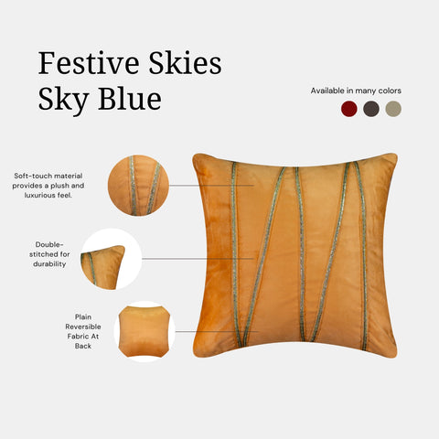 Vendola Premium Velvet Cushion Covers with Elegant Golden Lace Detailing