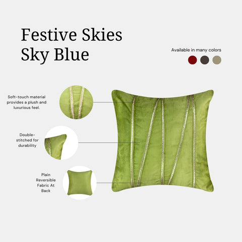 Vendola Premium Velvet Cushion Covers with Elegant Golden Lace Detailing