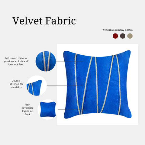 Vendola Premium Velvet Cushion Covers with Elegant Golden Lace Detailing