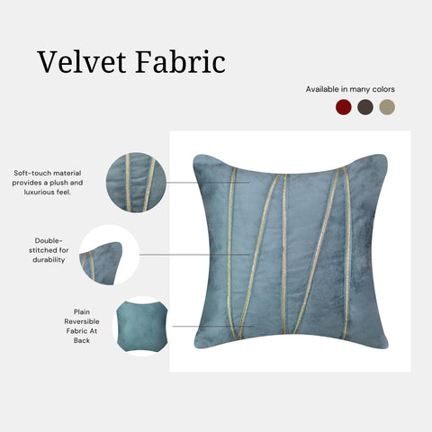 Vendola Premium Velvet Cushion Covers with Elegant Golden Lace Detailing