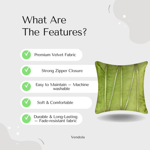 Vendola Premium Velvet Cushion Covers with Elegant Golden Lace Detailing
