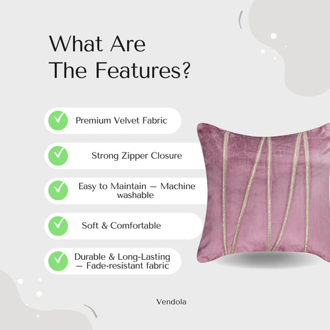 Vendola Premium Velvet Cushion Covers with Elegant Golden Lace Detailing