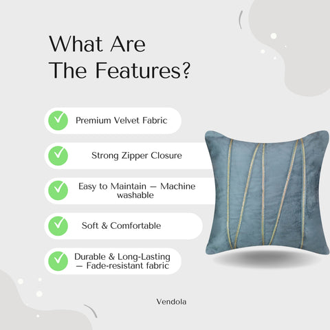 Vendola Premium Velvet Cushion Covers with Elegant Golden Lace Detailing