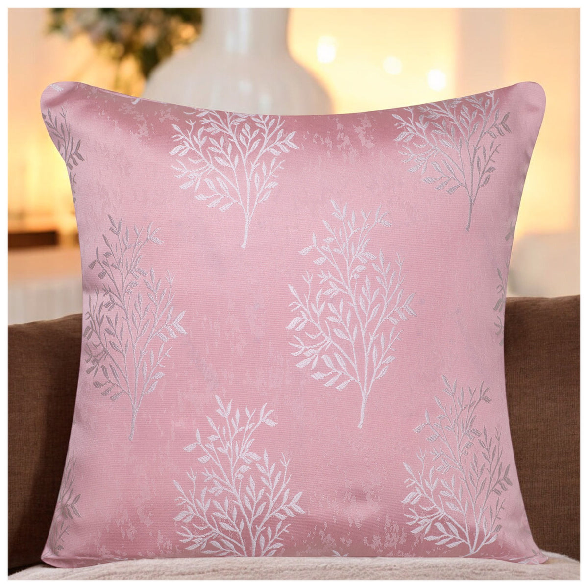 VENDOLA Premium Jacquard Cushion Cover for Sofa & Bed – Designer Decorative Pillow Case for Living Room, Bedroom & Home Decor (Pink)