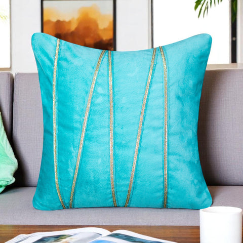 Vendola Premium Velvet Cushion Covers with Elegant Golden Lace Detailing