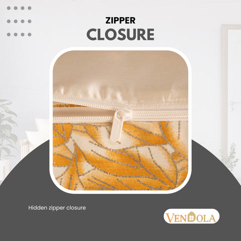 Vendola Satin Whiteout Cushion Covers with Foil & Printed Design