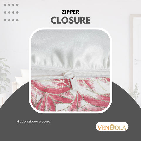 Vendola Satin Whiteout Cushion Covers with Foil & Printed Design