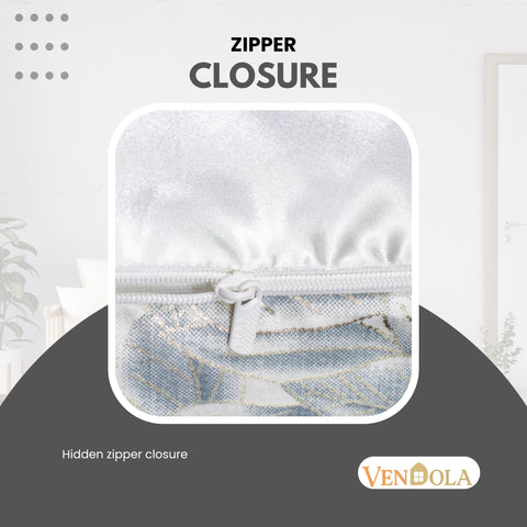 Vendola Satin Whiteout Cushion Covers with Foil & Printed Design