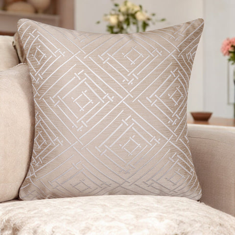 VENDOLA Premium Jacquard Cushion Cover for Sofa & Bed – Designer Decorative Pillow Case for Living Room, Bedroom & Home Decor (Beige)